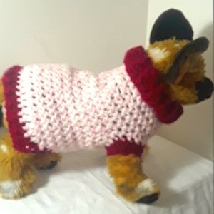 Handmade Pink and Burgundy pet sweater, Super Soft,  Washable, Small